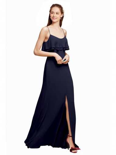 Sleeveless Dark Navy V-Back A-Line Spaghetti Straps Bridesmaid Dress Maidstone