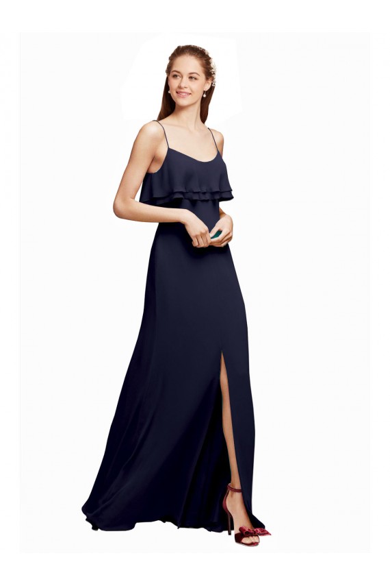 Sleeveless Dark Navy V-Back A-Line Spaghetti Straps Bridesmaid Dress Maidstone