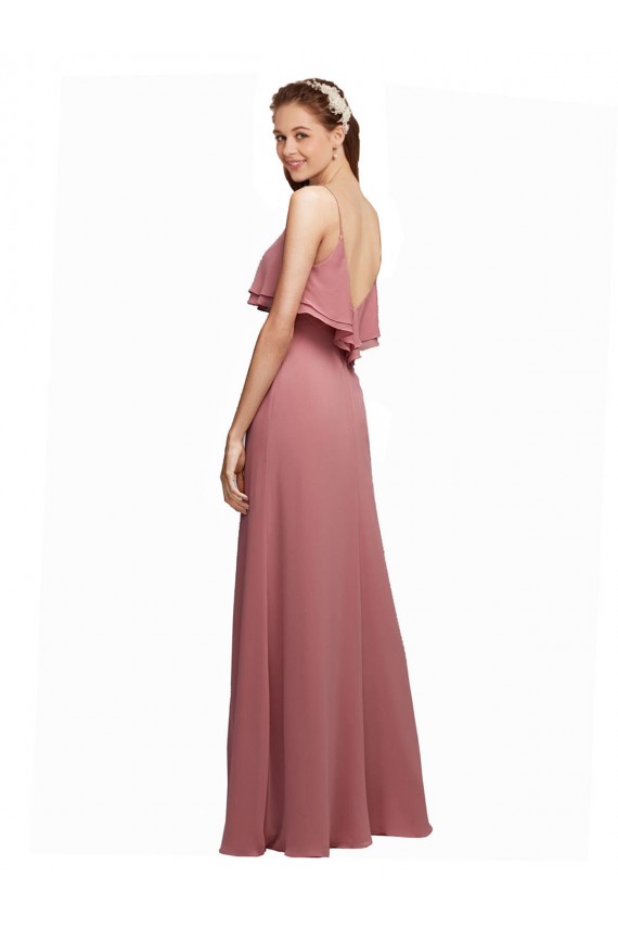 Sleeveless Dark Navy V-Back A-Line Spaghetti Straps Bridesmaid Dress Maidstone