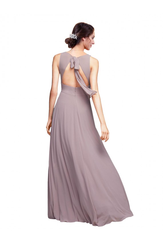 Sleeveless Dark Navy Open Back A-Line V-Neck Wedding Guest Dress Maidstone
