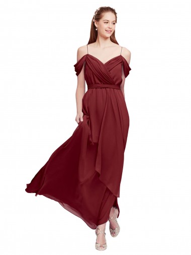 Sleeveless Burgundy Sheath Off the Shoulder Formal Dress / Bridesmaid Dress Maidstone