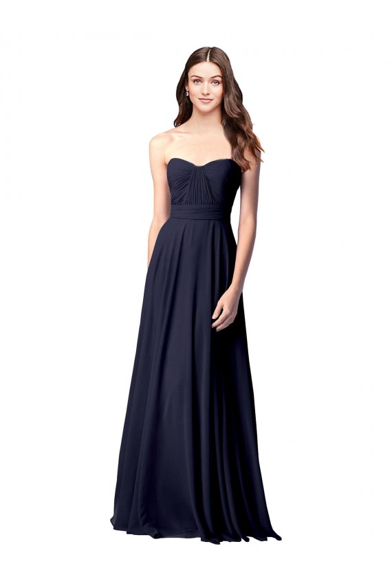 Sleeveless Dark Navy Open Back A-Line Sweetheart Evening Dress / Bridesmaid Dress Maidstone