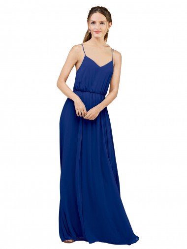 Sleeveless Royal Blue A-Line Spaghetti Straps Bridesmaid Dress / Evening Dress Maidstone