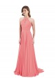 Sleeveless Watermelon Criss Cross Back A-Line Halter Neck Bridesmaid Dress / Evening Dress Maidstone