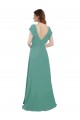 Cap Sleeves Icelandic Silver V-Back A-Line V-Neck Formal Dress / Bridesmaid Dress Maidstone