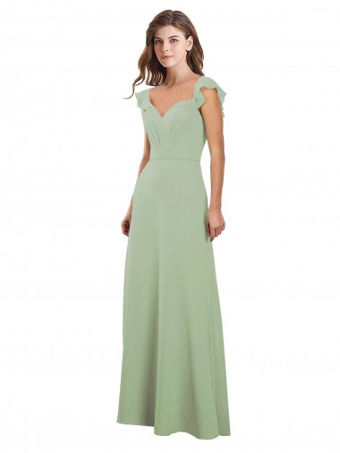 Cap Sleeves Smoke Green Low Back A-Line Sweetheart Bridesmaid Dress / Formal Dress Maidstone