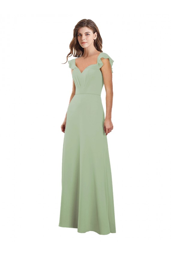 Cap Sleeves Smoke Green Low Back A-Line Sweetheart Bridesmaid Dress / Formal Dress Maidstone