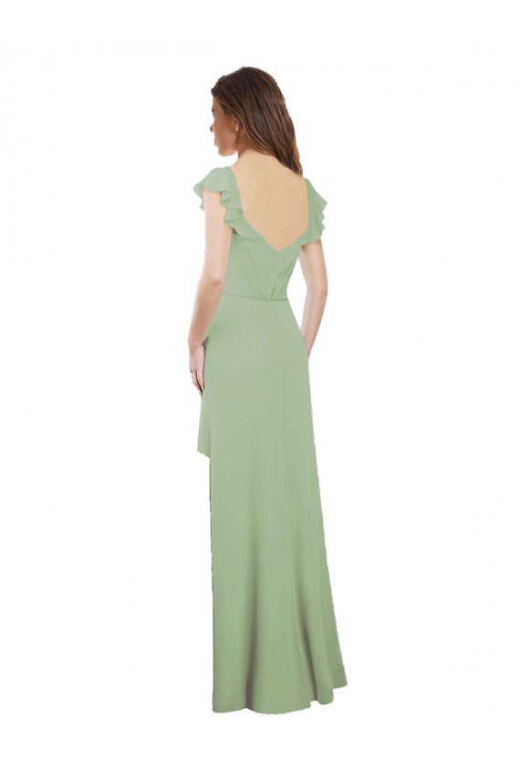 Cap Sleeves Smoke Green Low Back A-Line Sweetheart Bridesmaid Dress / Formal Dress Maidstone