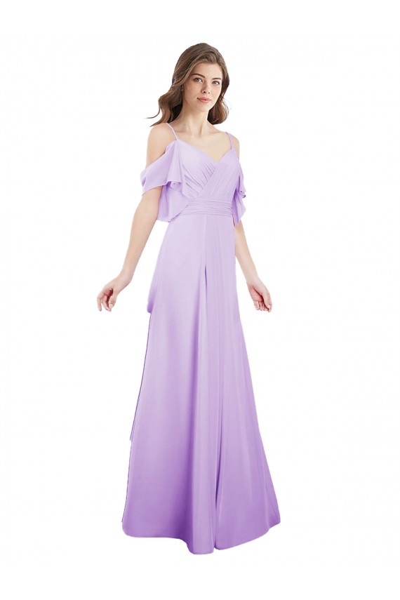 Cold Shoulder Lilac A-Line Off the Shoulder Formal Dress / Bridesmaid Dress Maidstone
