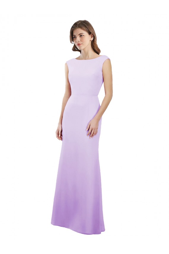 Cap Sleeves Lilac Open Back Column Round Neck Bridesmaid Dress Maidstone
