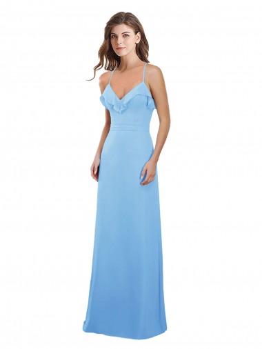Sleeveless Periwinkle Open Back A-Line Spaghetti Straps Bridesmaid Dress Maidstone