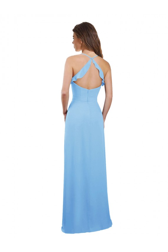 Sleeveless Periwinkle Open Back A-Line Spaghetti Straps Bridesmaid Dress Maidstone