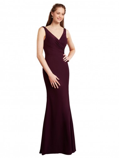 Sleeveless Burgundy Gold Low Back Mermaid V-Neck Bridesmaid Dress Maidstone