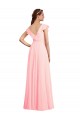 Cap Sleeves Pink V-Back A-Line V-Neck Bridesmaid Dress / Evening Gowns Maidstone