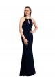 Sleeveless Dark Navy Criss Cross Open Back Mermaid Halter Neck Bridesmaid Dress Maidstone