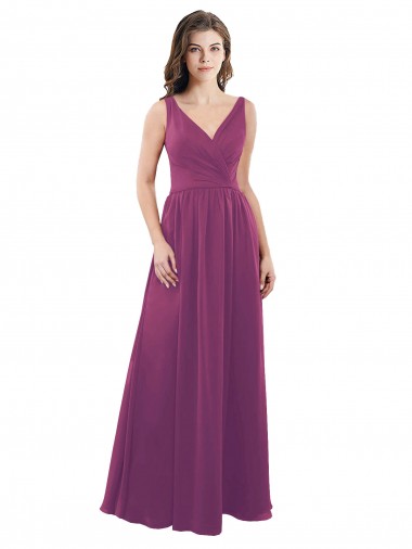 Sleeveless Wild Berry V-Back A-Line V-Neck Bridesmaid Dress Maidstone