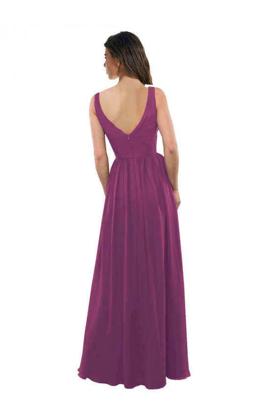 Sleeveless Wild Berry V-Back A-Line V-Neck Bridesmaid Dress Maidstone