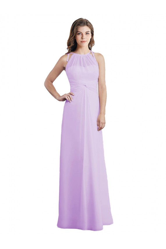 Sleeveless Lilac Keyhole Back A-Line Halter Neck Bridesmaid Dress / Formal Dress Maidstone
