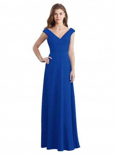 Sleeveless Royal Blue A-Line V-Neck Bridesmaid Dress / Evening Dress Maidstone