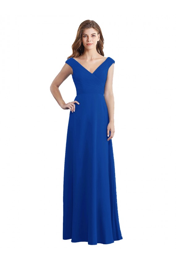 Sleeveless Royal Blue A-Line V-Neck Bridesmaid Dress / Evening Dress Maidstone