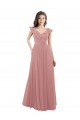 Cap Sleeves Dusty Pink V-Back A-Line V-Neck Bridesmaid Dress Maidstone