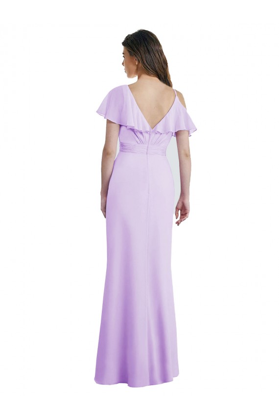 Cold Shoulder Lilac V-Back A-Line V-Neck Bridesmaid Dresses Maidstone