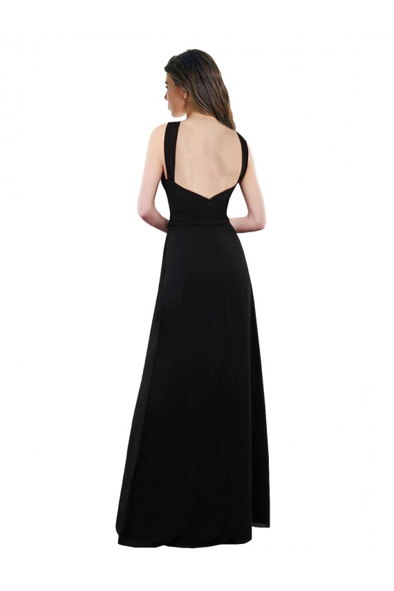 Sleeveless Black Open Back A-Line Halter Neck Bridesmaid Dress Maidstone