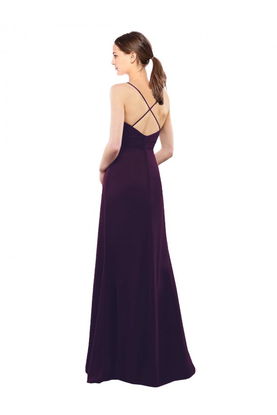 Sleeveless Grape Criss Cross Open Back A-Line Spaghetti Straps Formal Dress / Bridesmaid Dress Maidstone