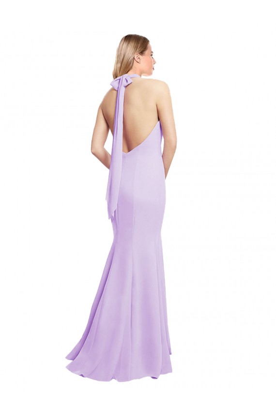 Sleeveless Burgundy Open Back Mermaid Halter Neck Bridesmaid Dress Maidstone