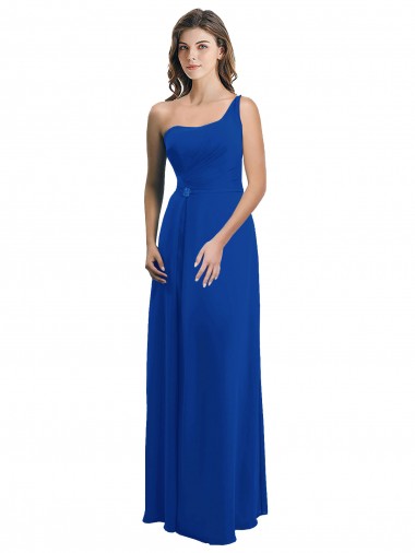 Sleeveless Royal Blue Low Back A-Line One Shoulder Bridesmaid Dress Maidstone