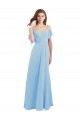 Cold Shoulder Light Sky Blue Low Back A-Line Spaghetti Straps Bridesmaid Dress Maidstone