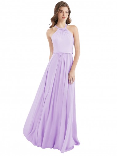 Sleeveless Lilac A-Line Halter Neck Bridesmaid Dress / Evening Dress Maidstone