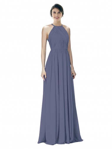 Sleeveless Silver Stone Open Back A-Line Halter Neck Formal Dress / Bridesmaid Dress Maidstone