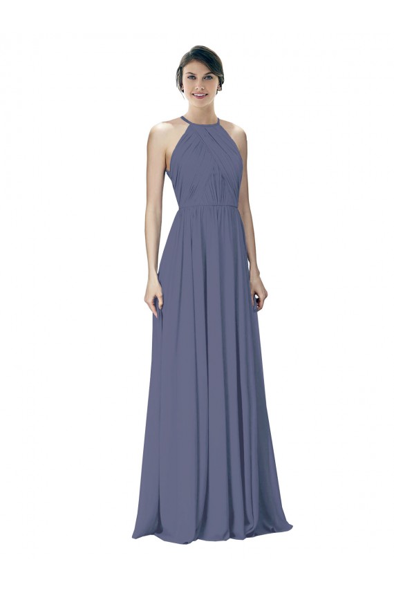 Sleeveless Silver Stone Open Back A-Line Halter Neck Formal Dress / Bridesmaid Dress Maidstone