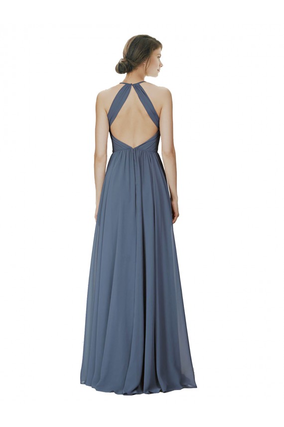 Sleeveless Silver Stone Open Back A-Line Halter Neck Formal Dress / Bridesmaid Dress Maidstone