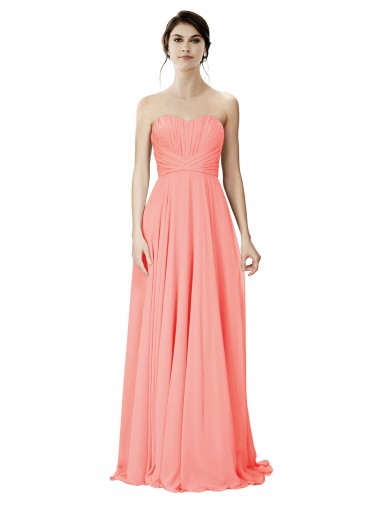 Sleeveless Peach A-Line Strapless Bridesmaid Dress Maidstone
