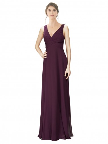 Sleeveless Grape A-Line V-Neck Bridesmaid Gown Maidstone