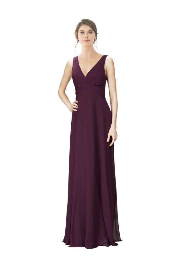 Sleeveless Grape A-Line V-Neck Bridesmaid Gown Maidstone
