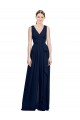 Sleeveless Dark Navy A-Line V-Neck Wedding Party Dress Maidstone