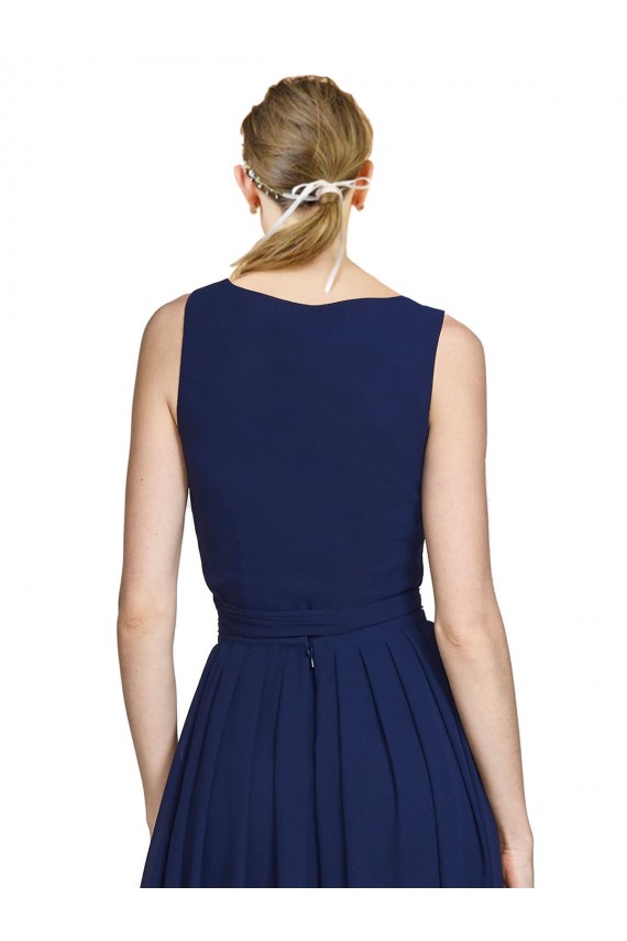 Sleeveless Dark Navy A-Line V-Neck Wedding Party Dress Maidstone