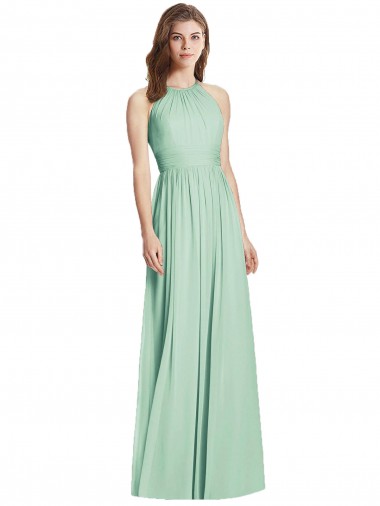 Sleeveless Mint Green Open Back A-Line Halter Neck Semi Formal Evening Dress / Bridesmaid Dress Maidstone