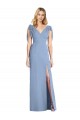 Sleeveless Dusty Blue V-Back Mermaid V-Neck Bridesmaid Dress Maidstone