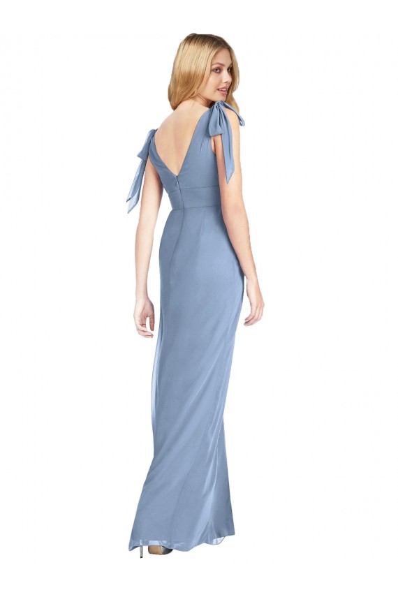 Sleeveless Dusty Blue V-Back Mermaid V-Neck Bridesmaid Dress Maidstone