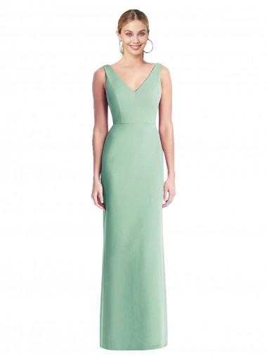 Sleeveless Mint Green Tie Back Trumpet V-Neck Bridesmaid Dress Maidstone