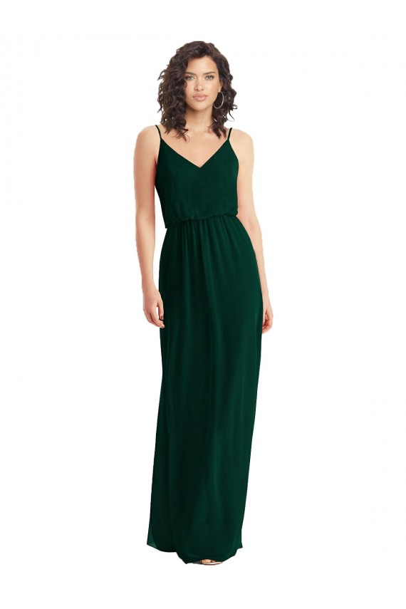Sleeveless Ever Green Low Back A-Line V-Neck Semi Formal Evening Dress / Bridesmaid Dress Maidstone