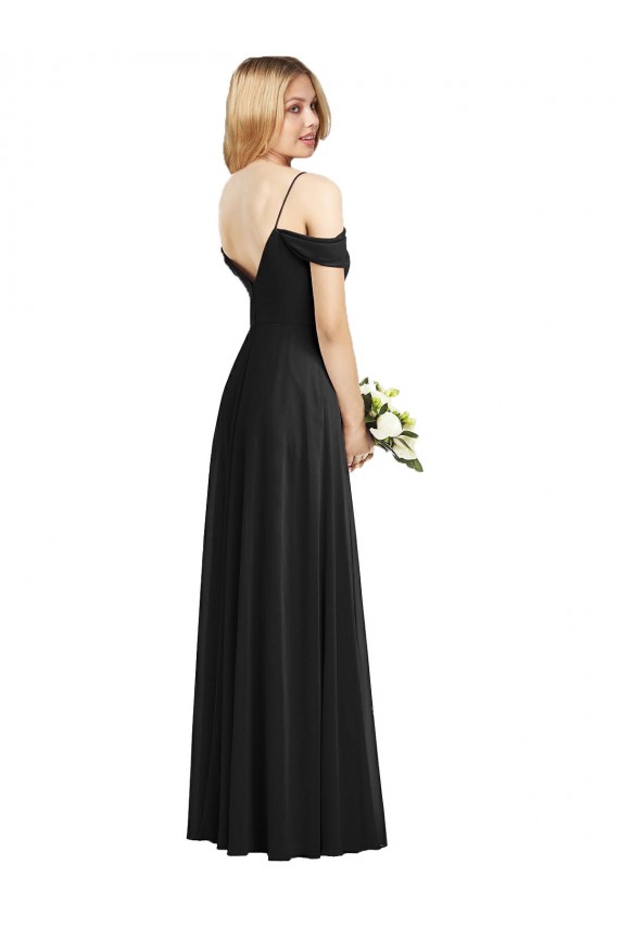 Cold Shoulder Black A-Line Spaghetti Straps Semi Formal Evening Dress / Bridesmaid Dress Maidstone