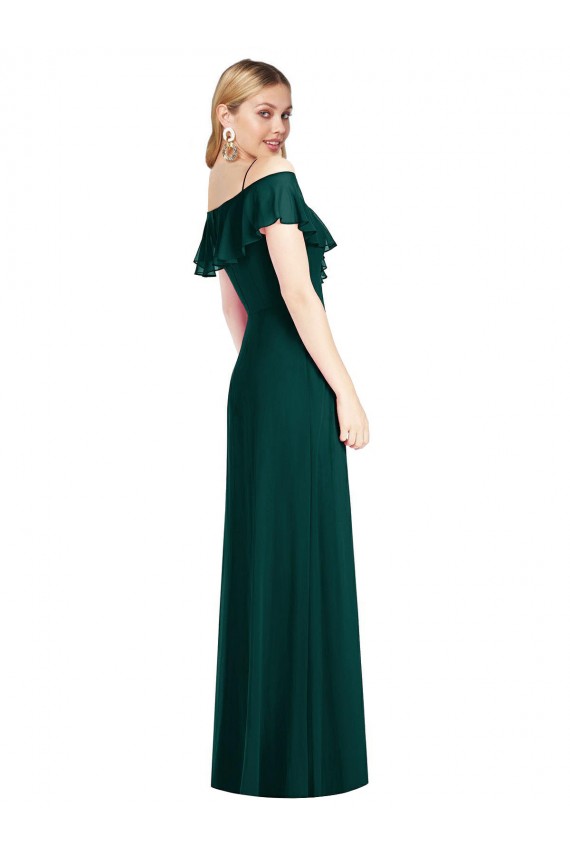 Cold Shoulder Ever Green Trumpet Spaghetti Straps Semi Formal Evening Dress / Bridesmaid Dress Maidstone