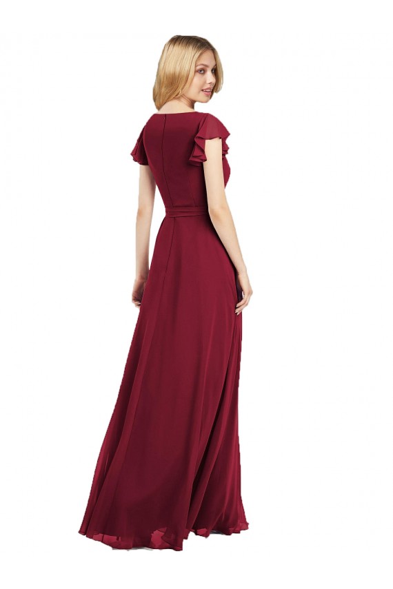 Flutter Sleeves Royal Blue A-Line V-Neck Bridesmaid Dress Maidstone