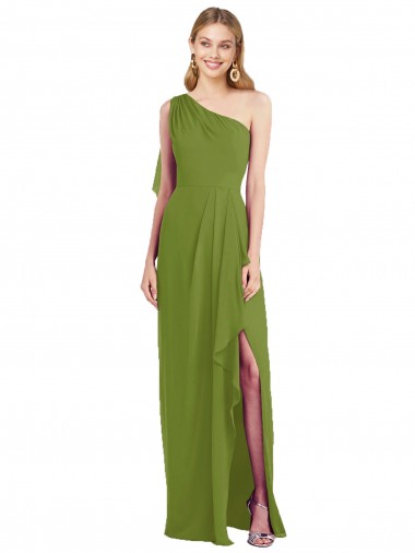 Sleeveless Olive Green Trumpet One Shoulder Bridesmaid Dress Maidstone