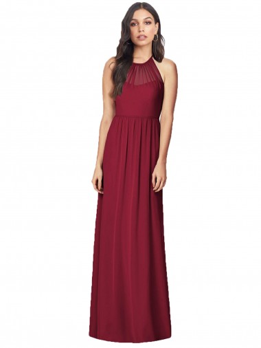 Sleeveless Burgundy Trumpet Halter Neck Bridesmaid Dress Maidstone